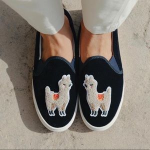 Soludos Navy Velvet Llama Sneakers